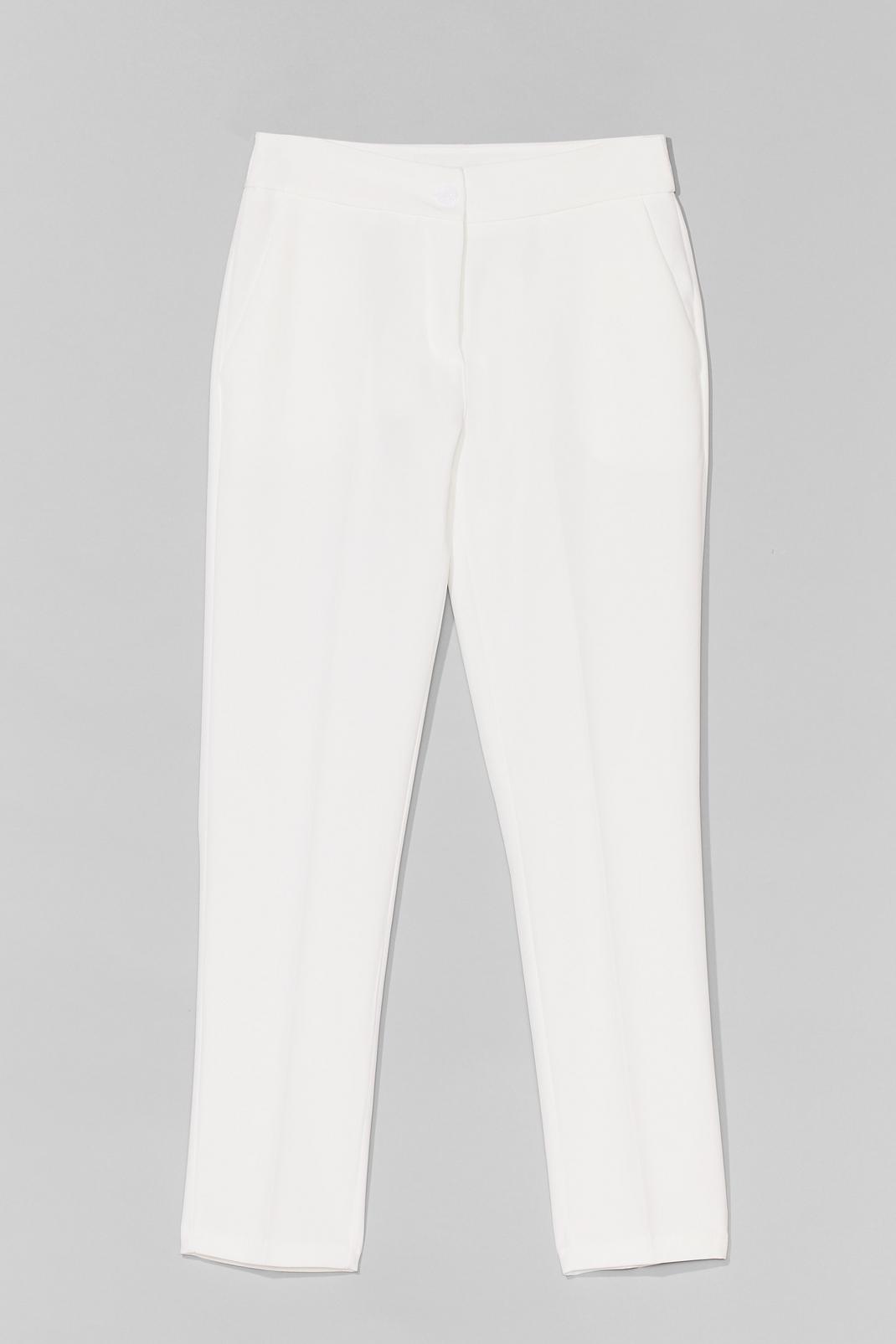 White High-Waisted Tapered Trousers image number 1