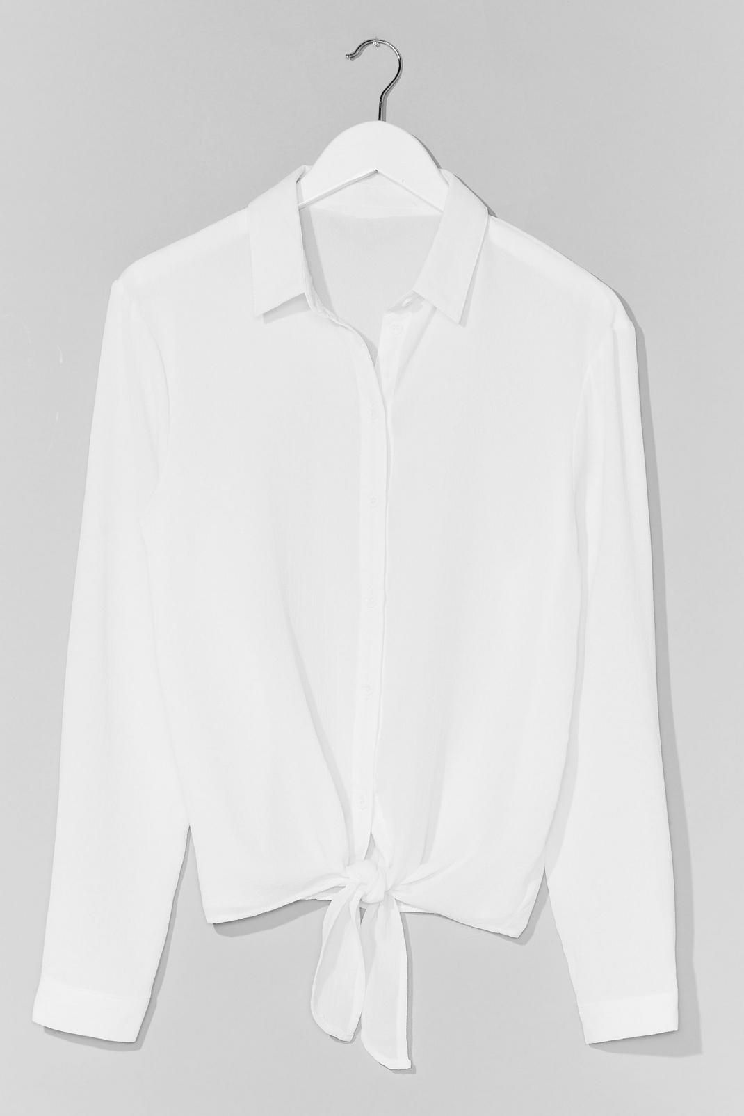 White Button Down Tie Front Shirt image number 1