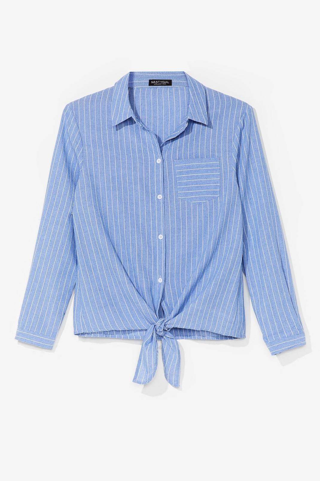 Blue Striped Tie Front Shirt image number 1