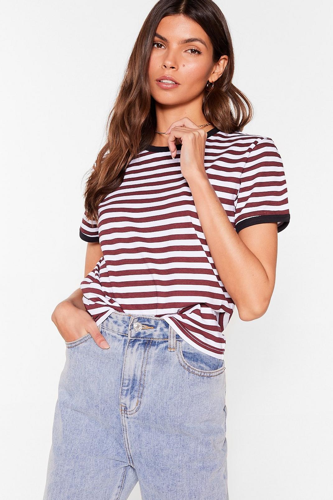 Oh Yeah That's Stripe Contrasting Ringer Tee image number 1