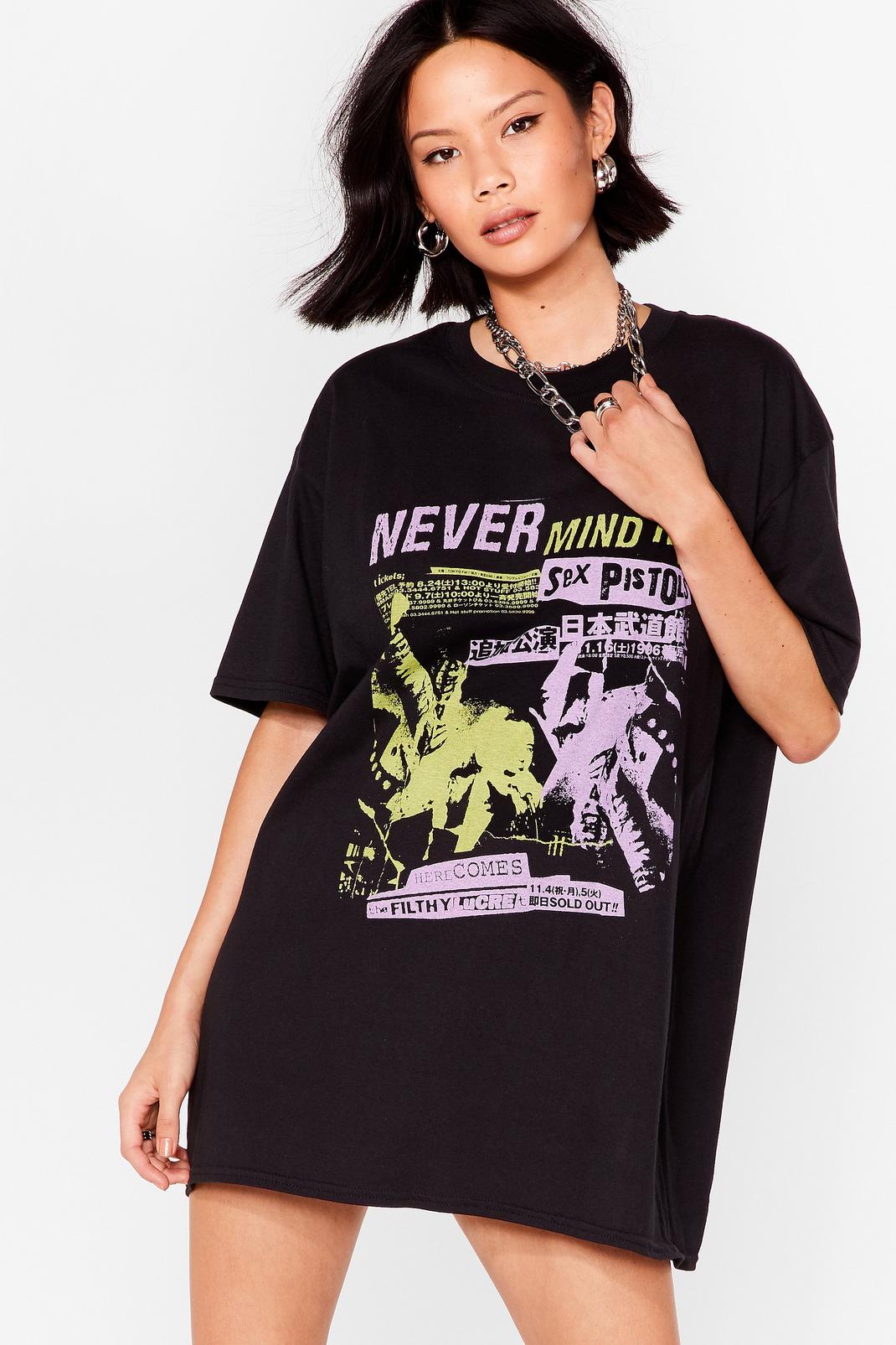 Black Never Mind the Sex Pistols Graphic Tee Dress image number 1