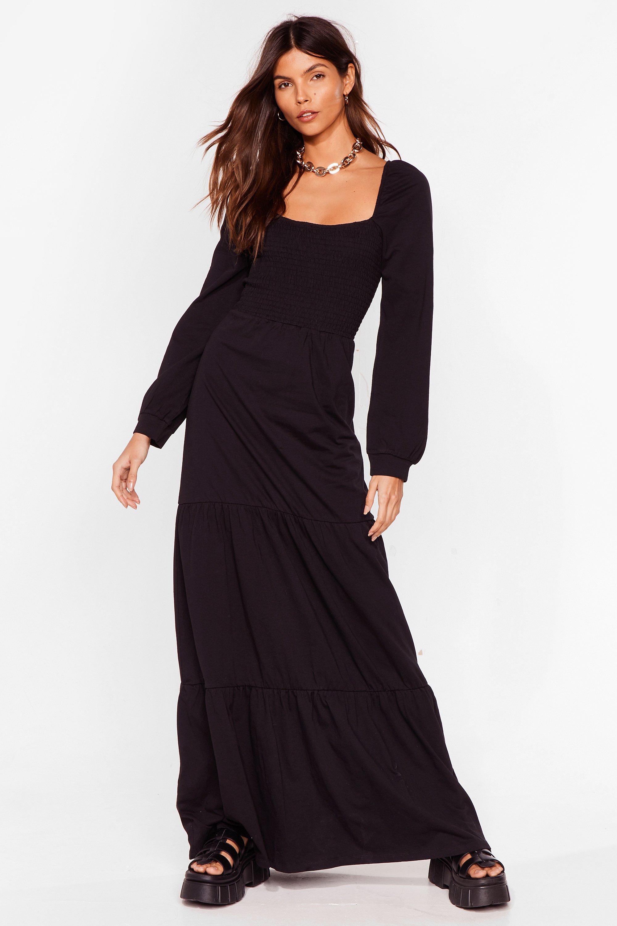 nasty gal long black dress