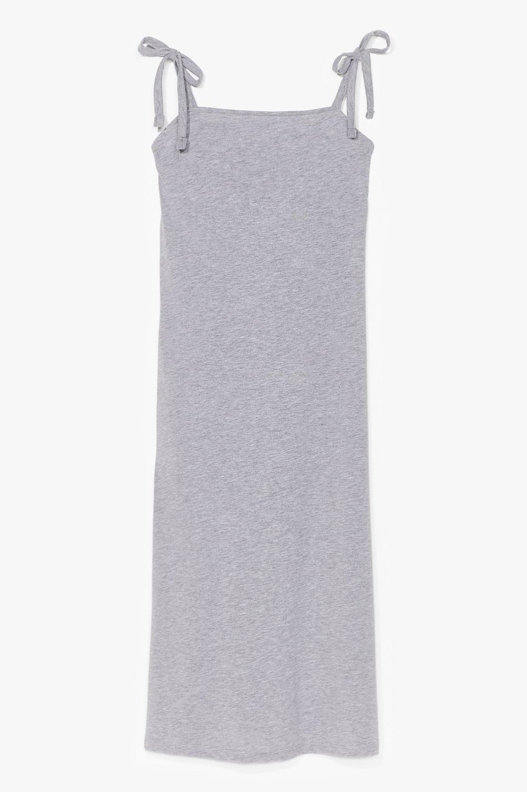 Grey Tie Strap Relaxed Midi Dress image number 1