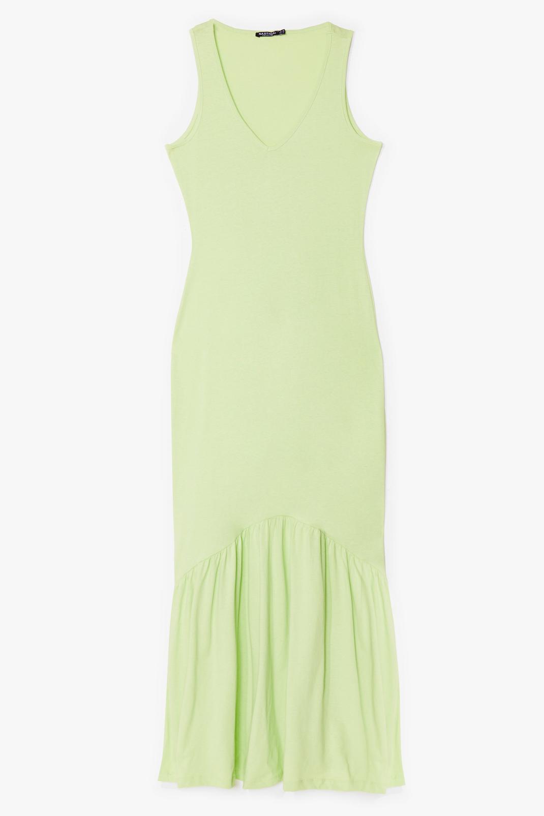 Lime Sleeveless V Neck Loose Maxi Dress image number 1