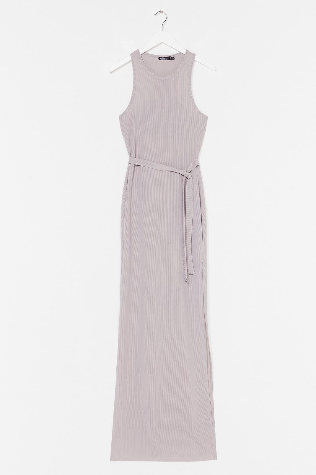 Grey Jersey Belted Slit Maxi Dress image number 1