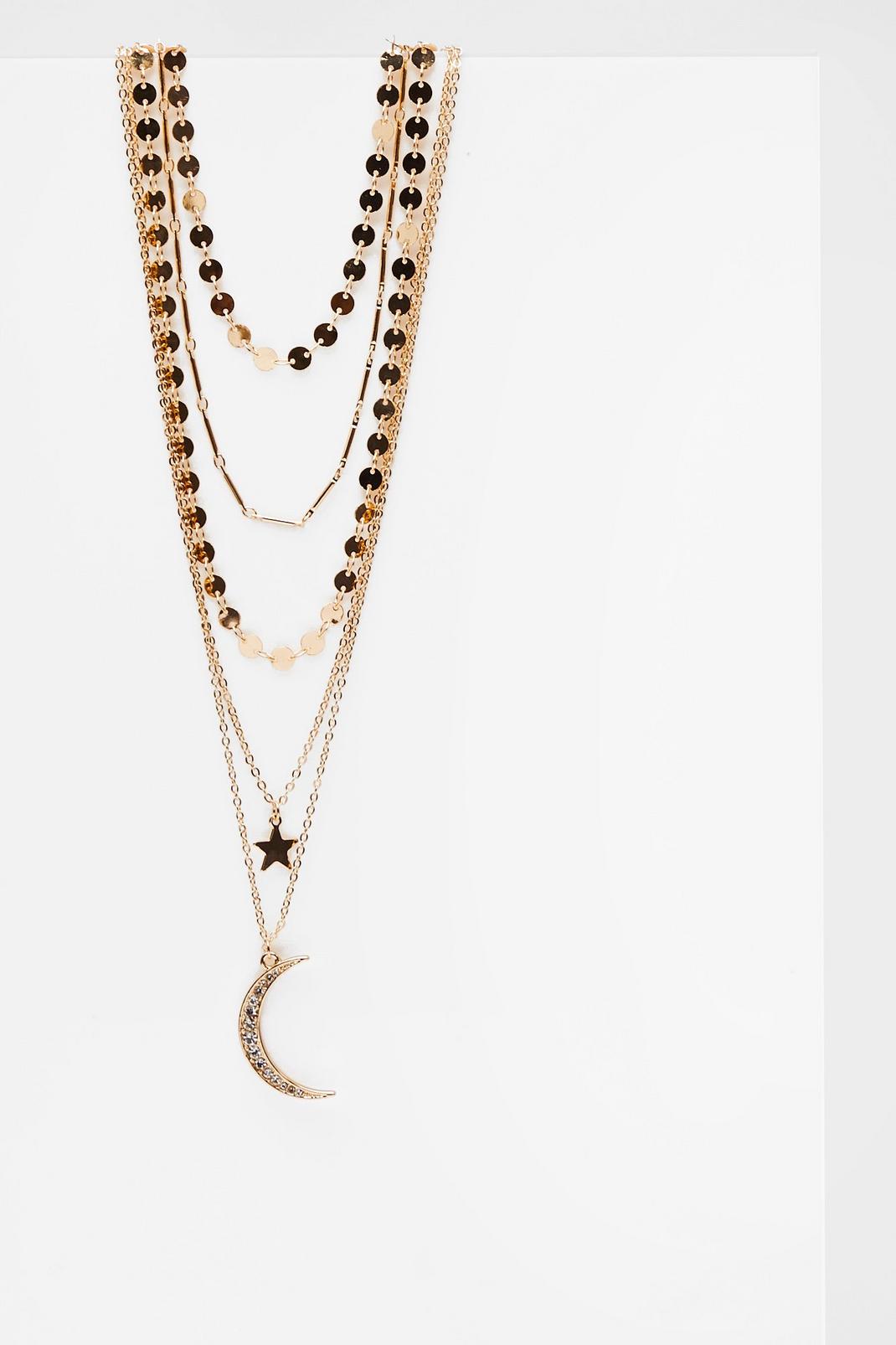 To the Moon and Back Layered Diamante Necklace image number 1