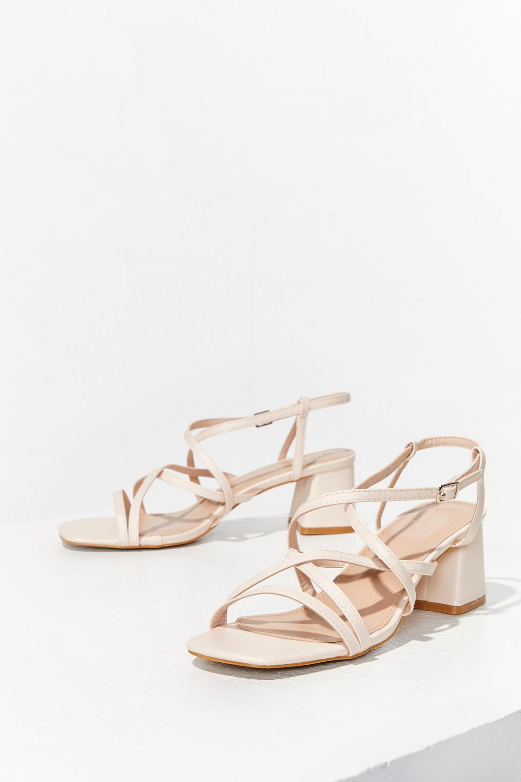 Nude Oh Strappy Days Faux Leather Block Heels image number 1