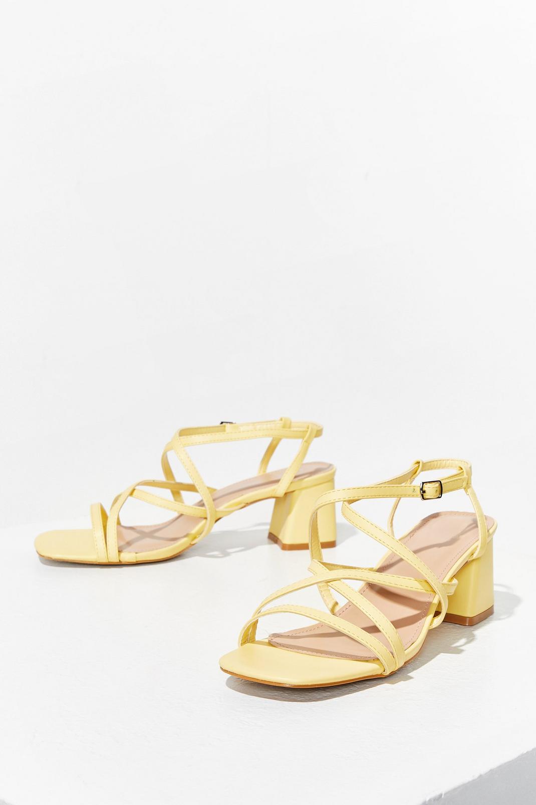 Yellow Oh Strappy Days Faux Leather Block Heels image number 1