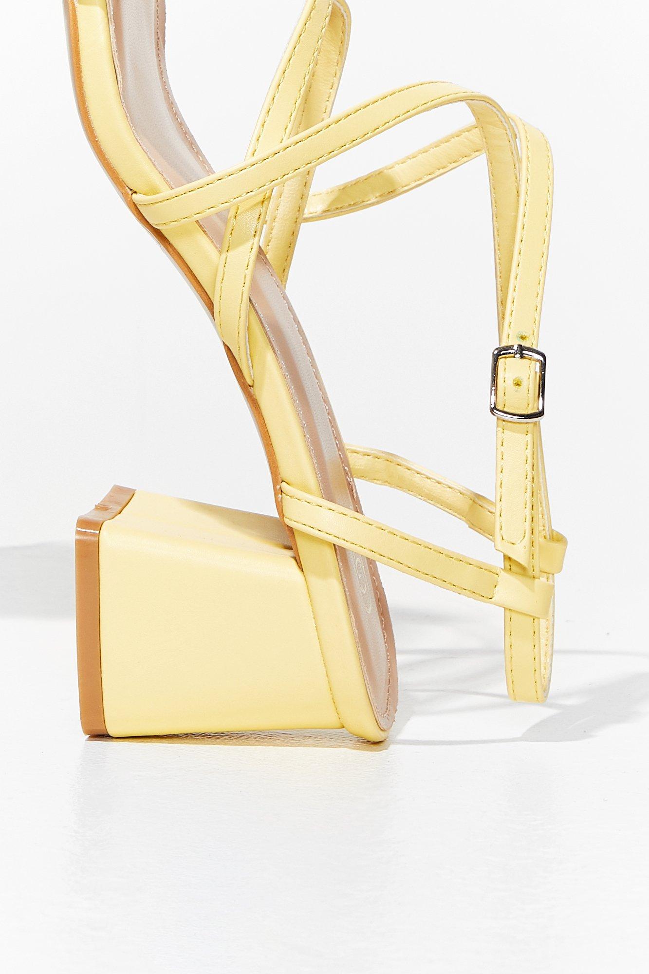 Yellow strappy block heels sales