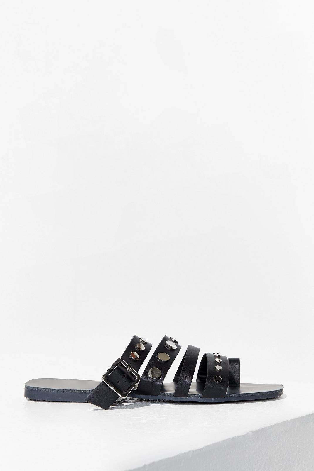 Stud Vibes Faux Leather Flat Sandals image number 1