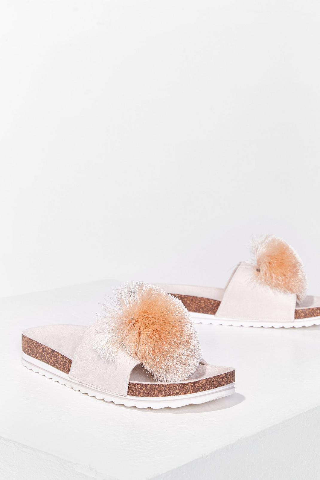 Havin' a Ball Faux Leather Pom Pom Sliders image number 1