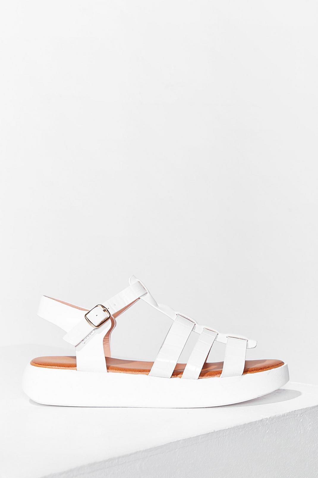 White Caught Up Cage Platfrom Sandals image number 1