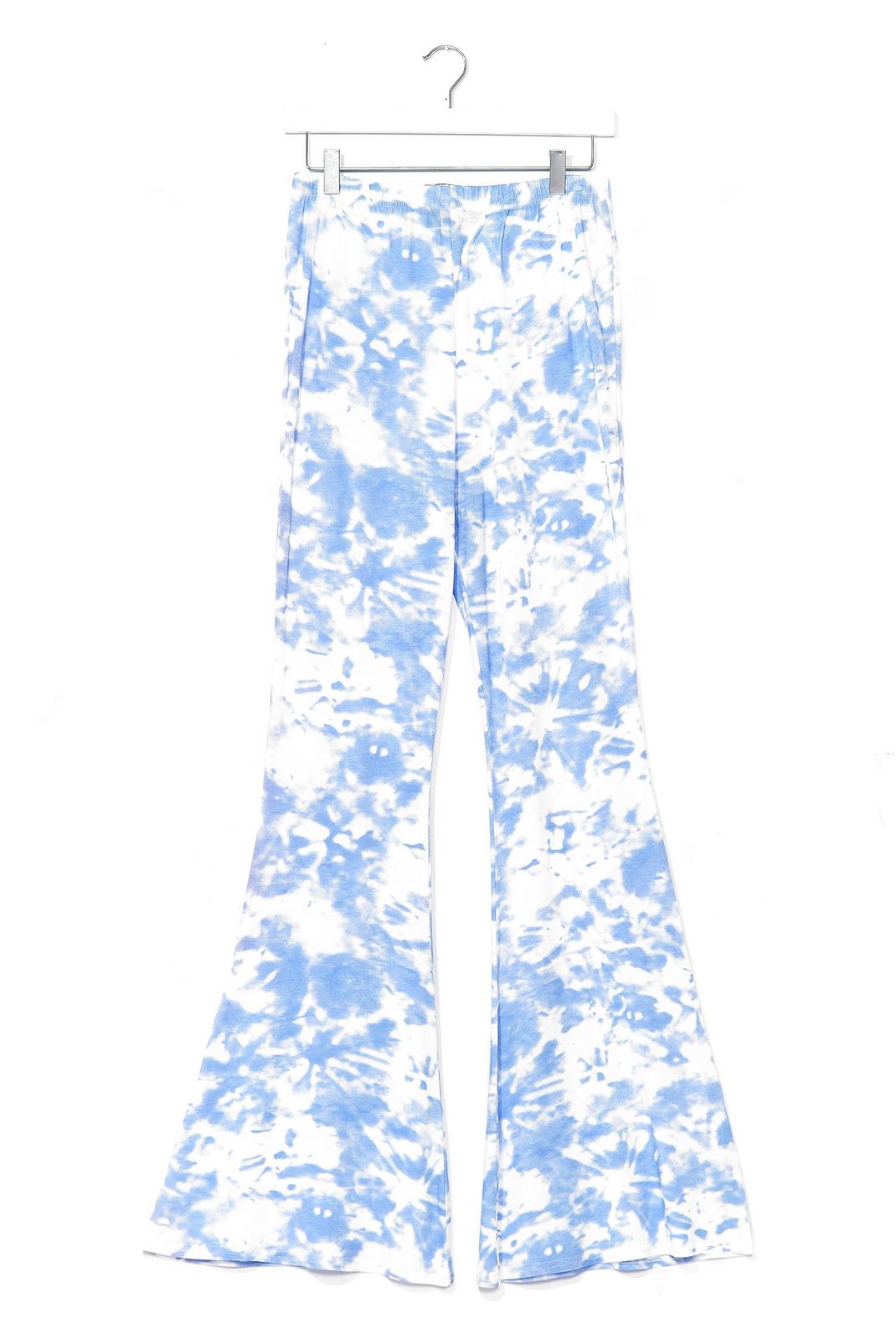 Baby blue Choose Happy Tie Dye Flare Trousers image number 1