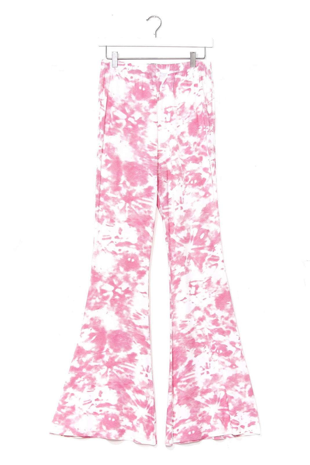 Pink Choose Happy Tie Dye Flare Trousers image number 1