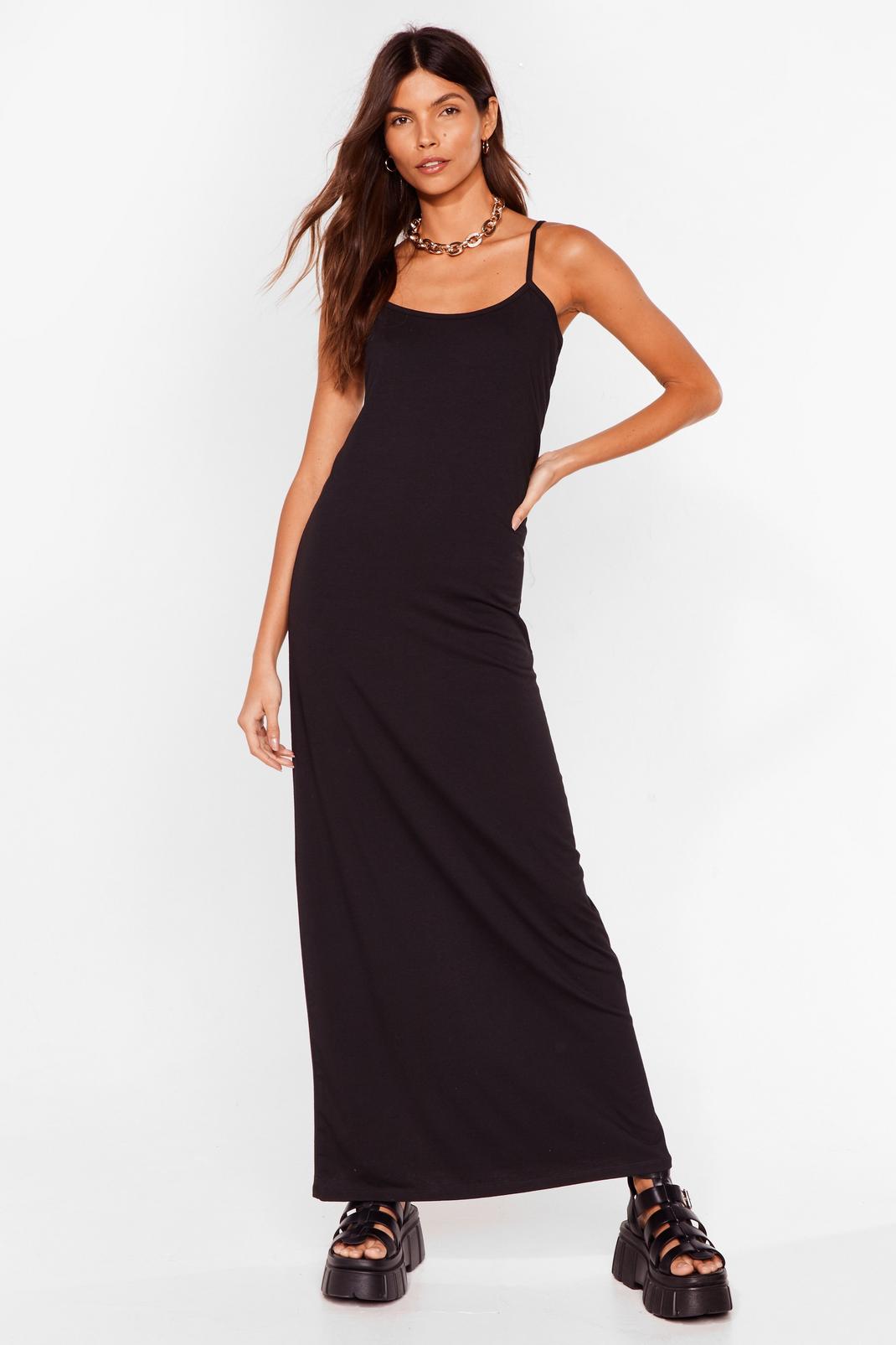 Black Relaxed Scoop Neck Maxi Dress image number 1