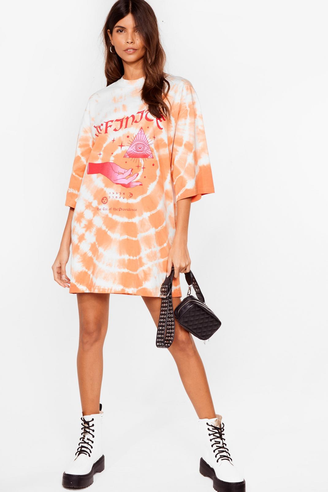 Peach Eye Of Providence Graphic T-Shirt Dress image number 1