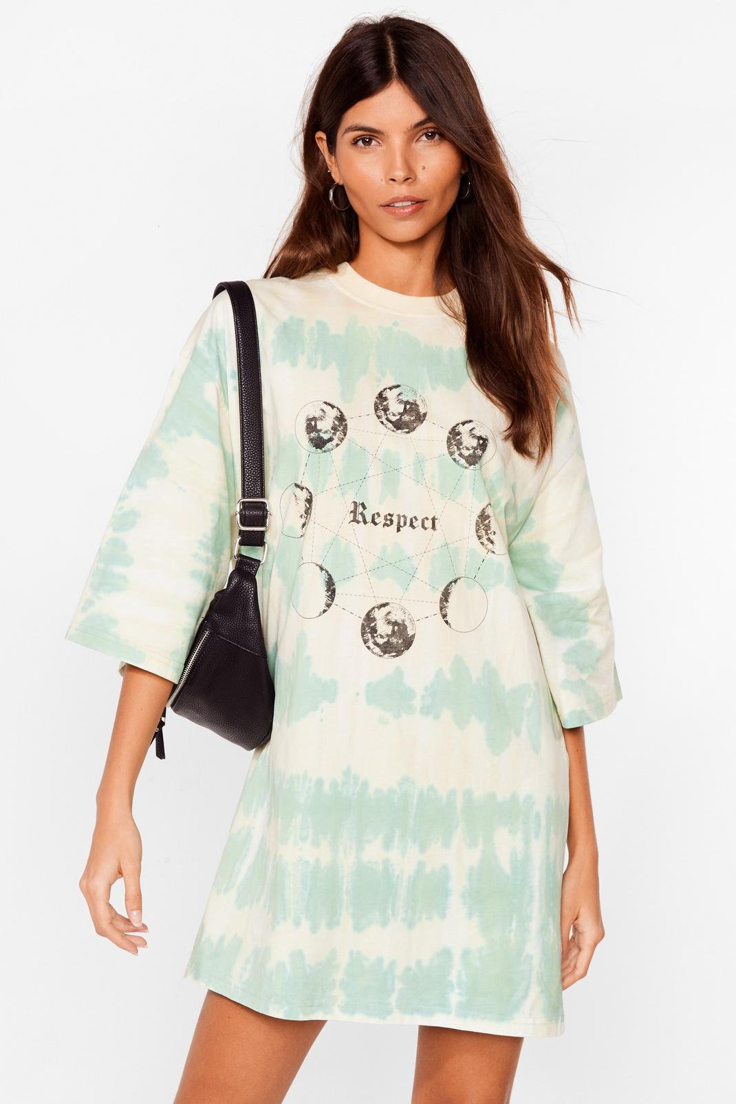 Respect Graphic Tie Dye T-Shirt Dress image number 1