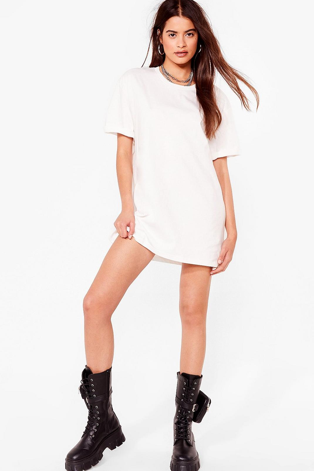Off white Casual Loose Mini T-Shirt Dress image number 1