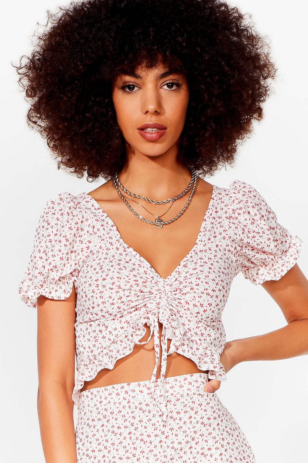 Flower of the Flock Ruffle Crop Top image number 1