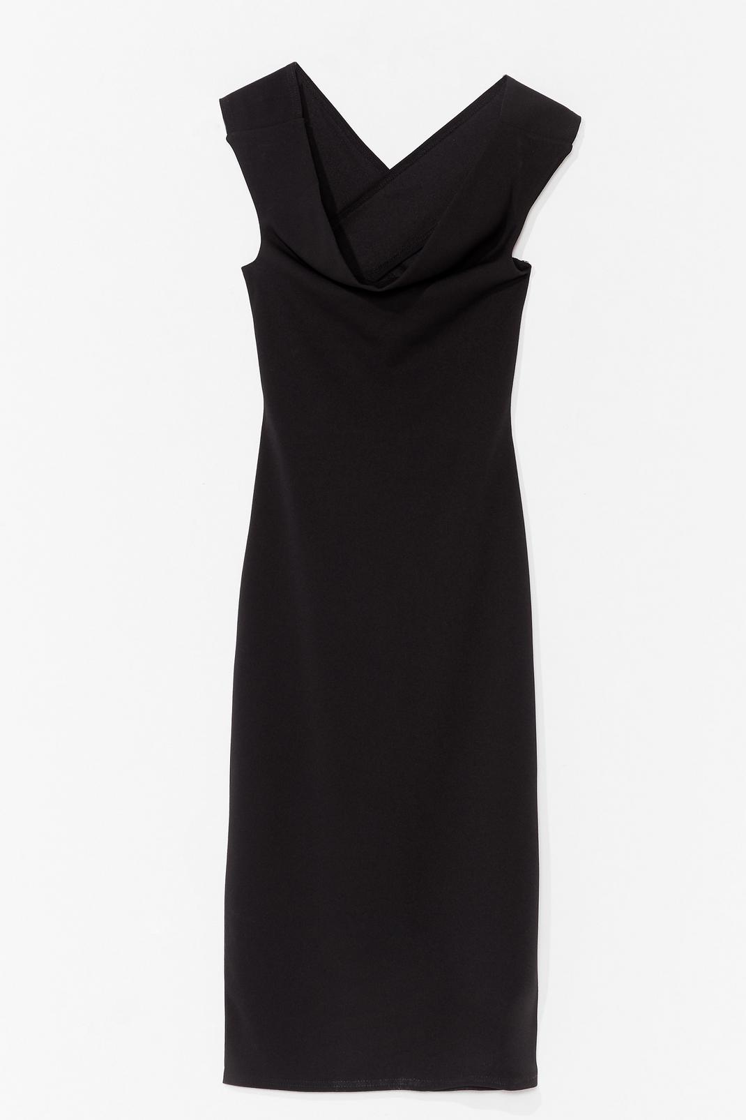 Crossover Cowl Neck Bodycon Midi Dress image number 1
