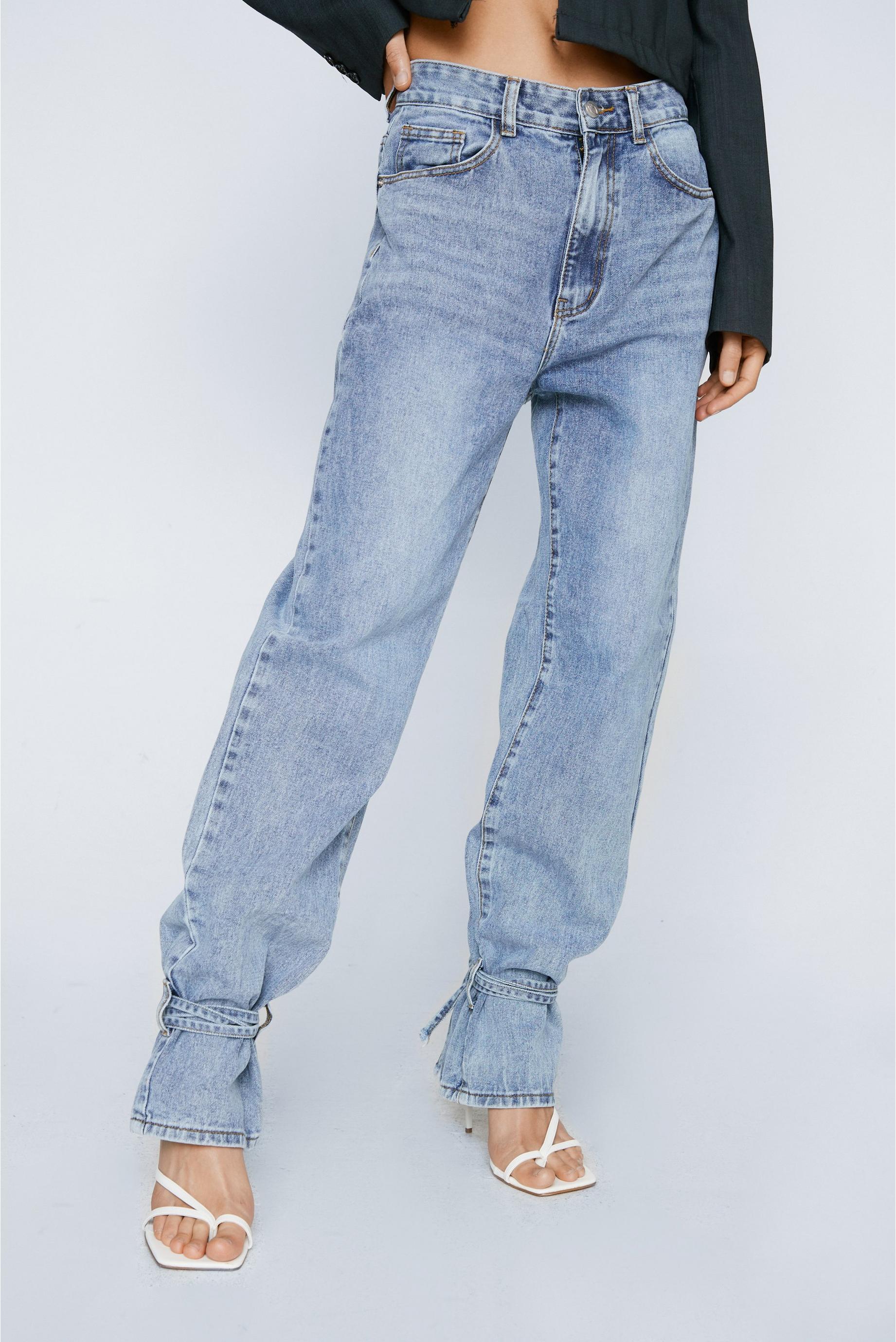 Relaxed Ankle Tie Mom Jeans
