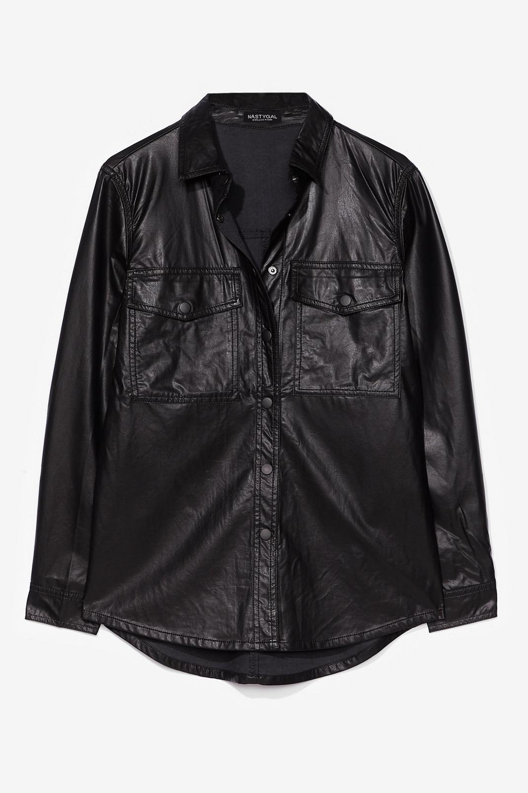 Black However You Want It Faux Leather Shirt Jacket image number 1