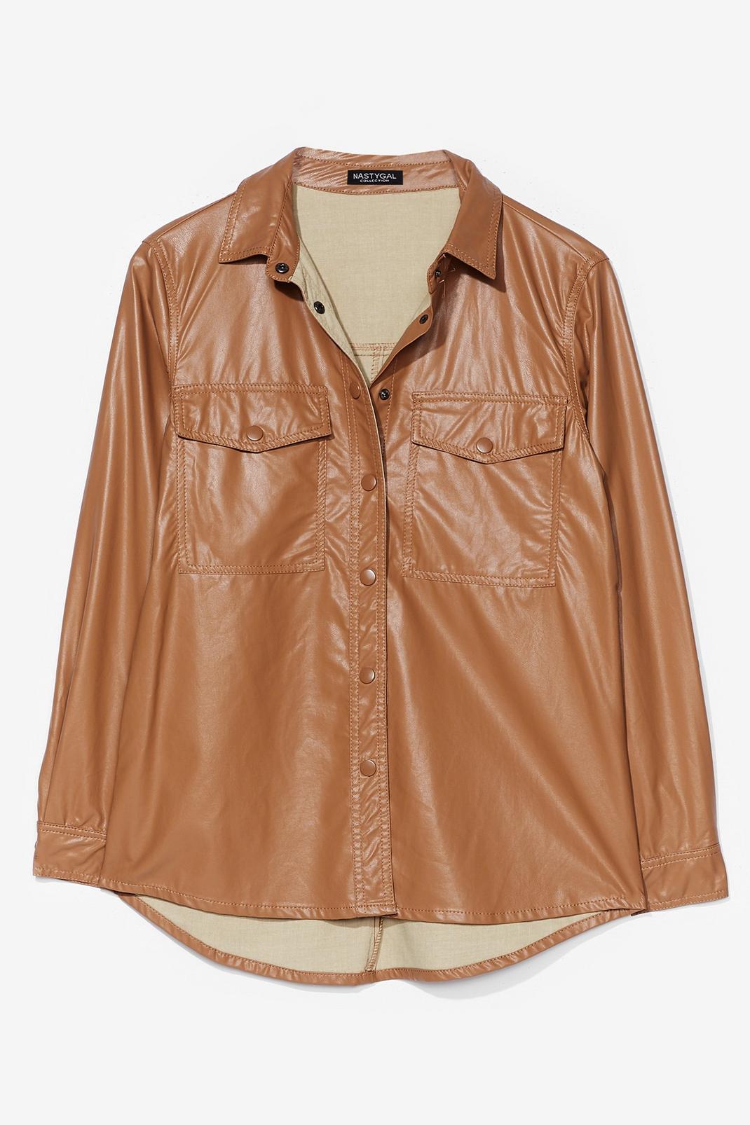 Brown However You Want It Faux Leather Shirt Jacket image number 1