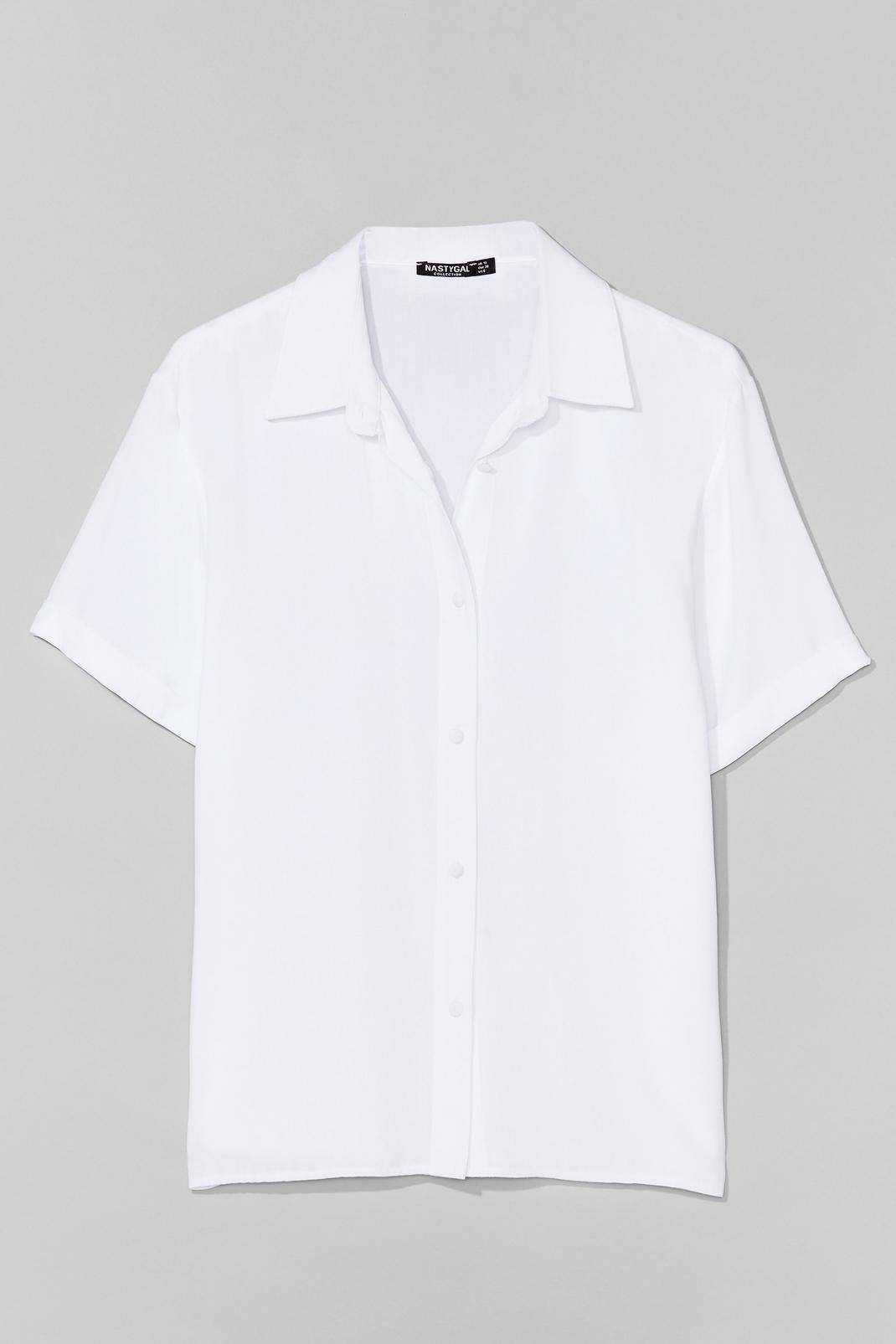 White Boxy Oversized Short Sleeve Shirt image number 1