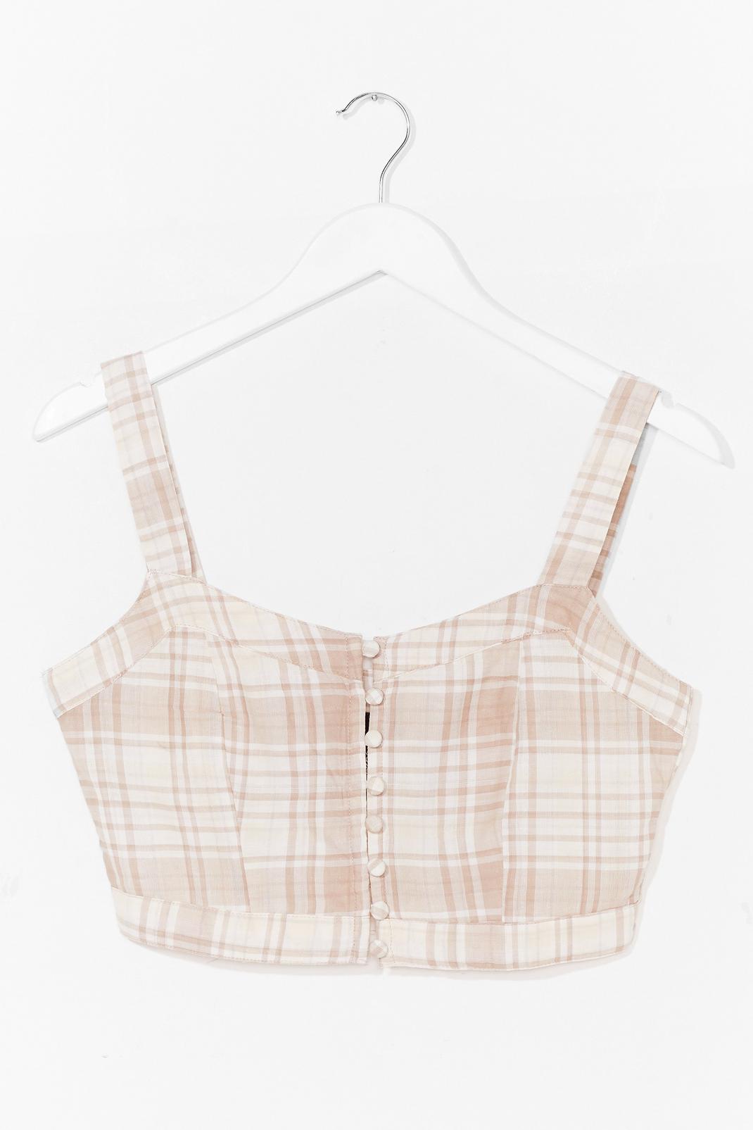 Check Button Up Sleeveless Crop Top image number 1