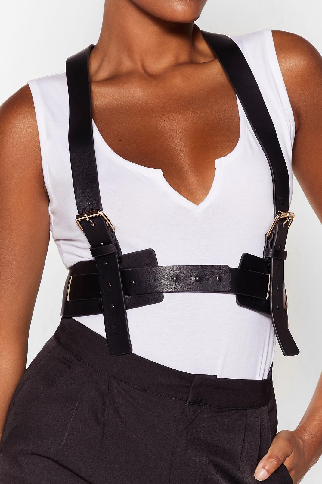 105 Faux Leather Underbust Buckle Harness Belt image number 2