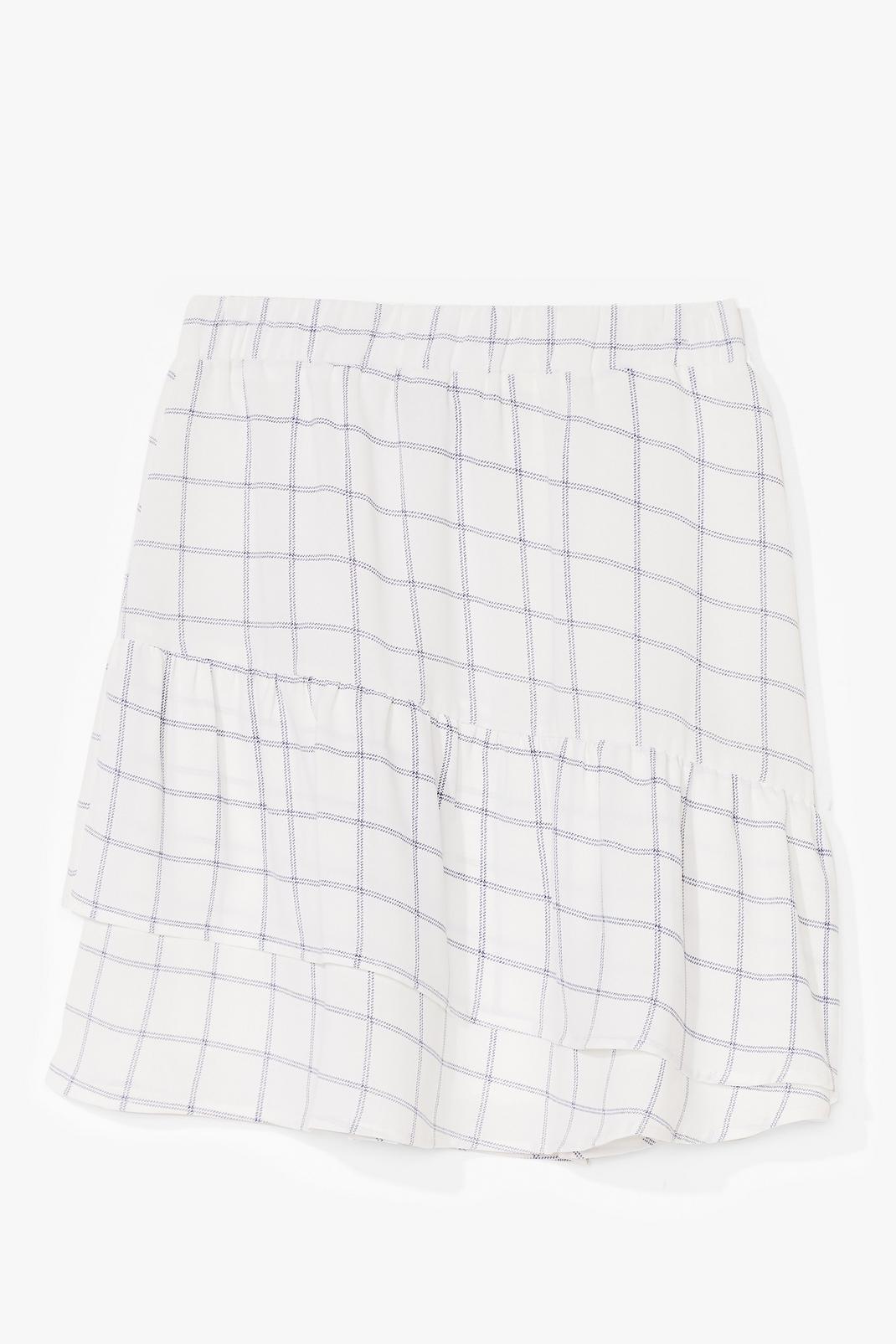 White Check Ruffle Mini Skirt image number 1