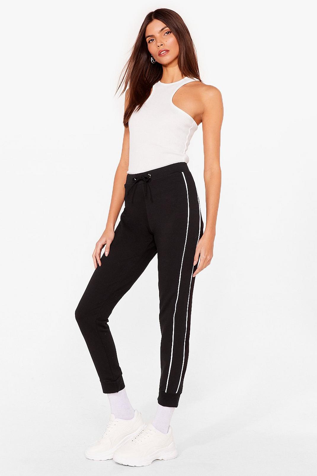 Black Blurred Lines Relaxed Side Stripe Joggers image number 1