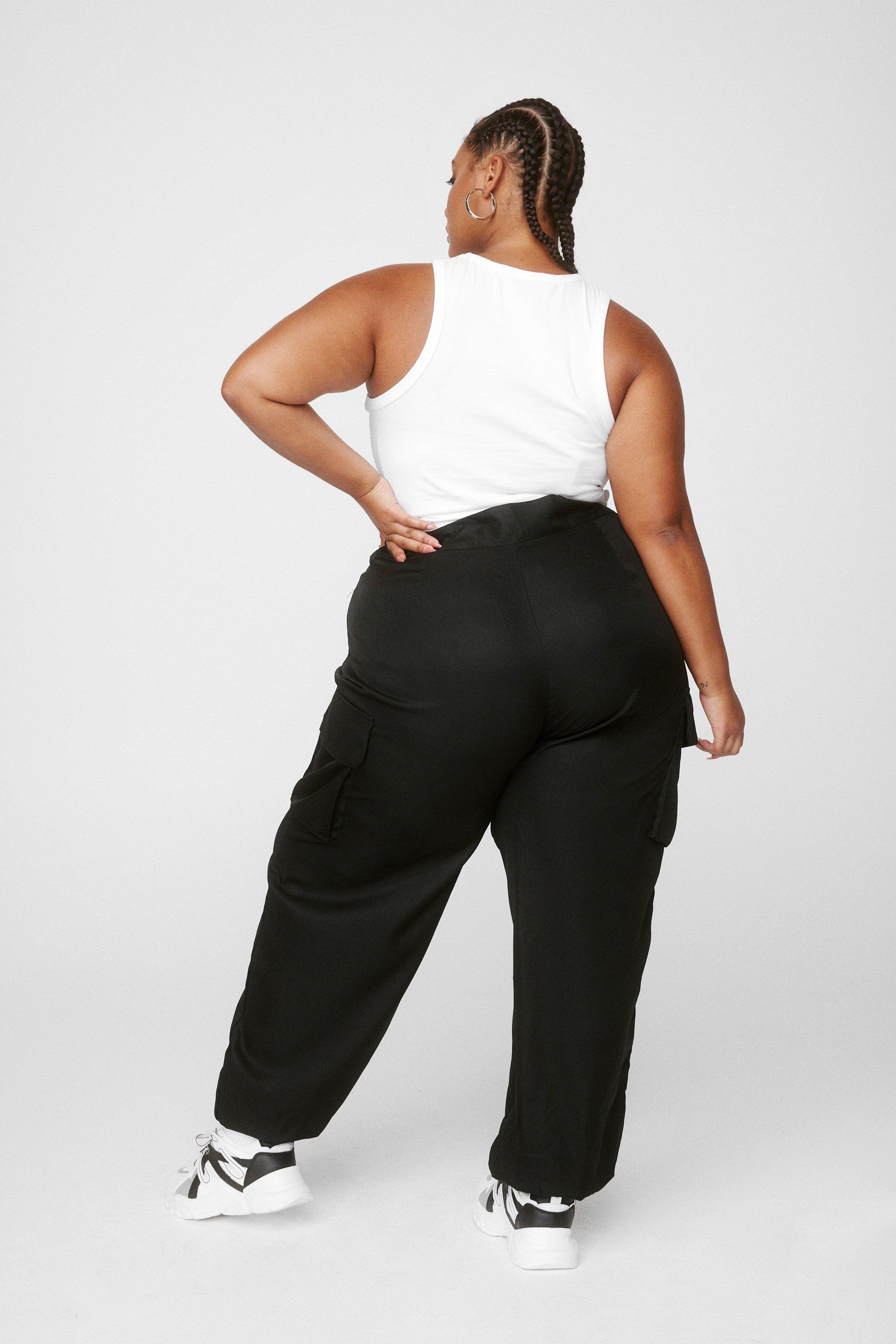 plus size black cargo trousers