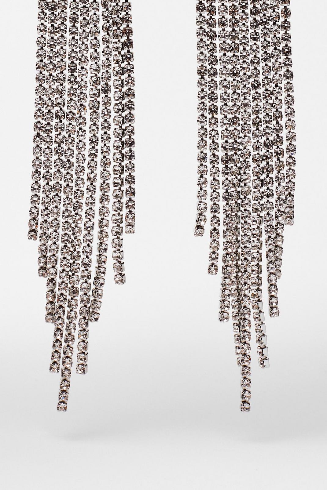 Fringe With Benefits Diamante Drop Earrings image number 1