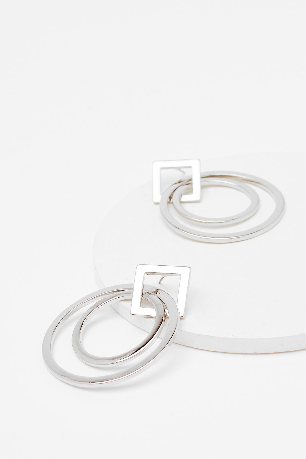 Boucles d'oreilles pendantes à anneaux, Silver image number 1