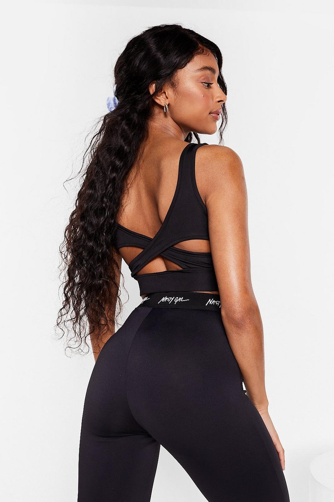 Black Cut Out Workout Crop Top image number 1