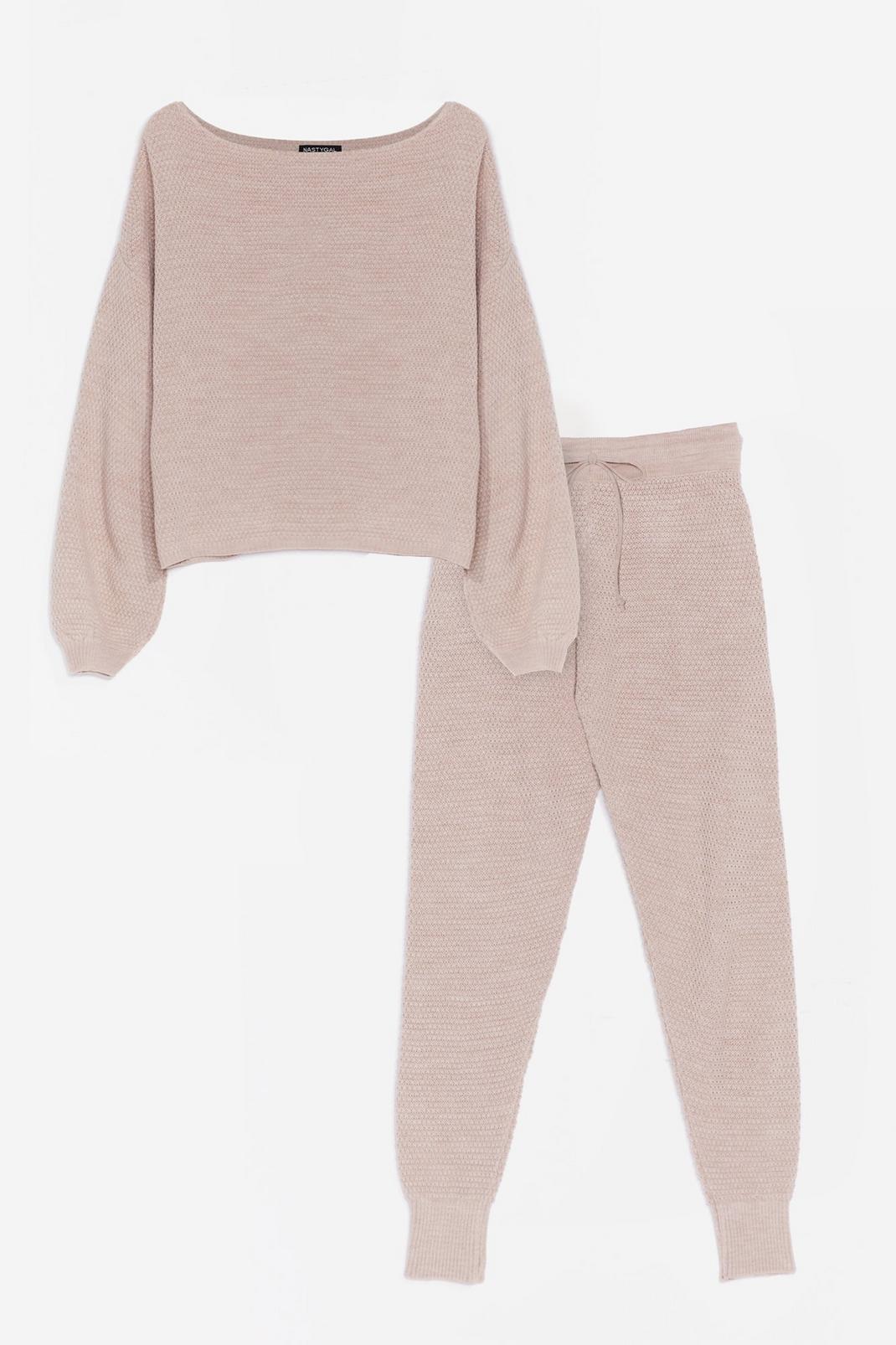 Stone Jumper And Tracksuit Pants Knitted Loungewear Set image number 1