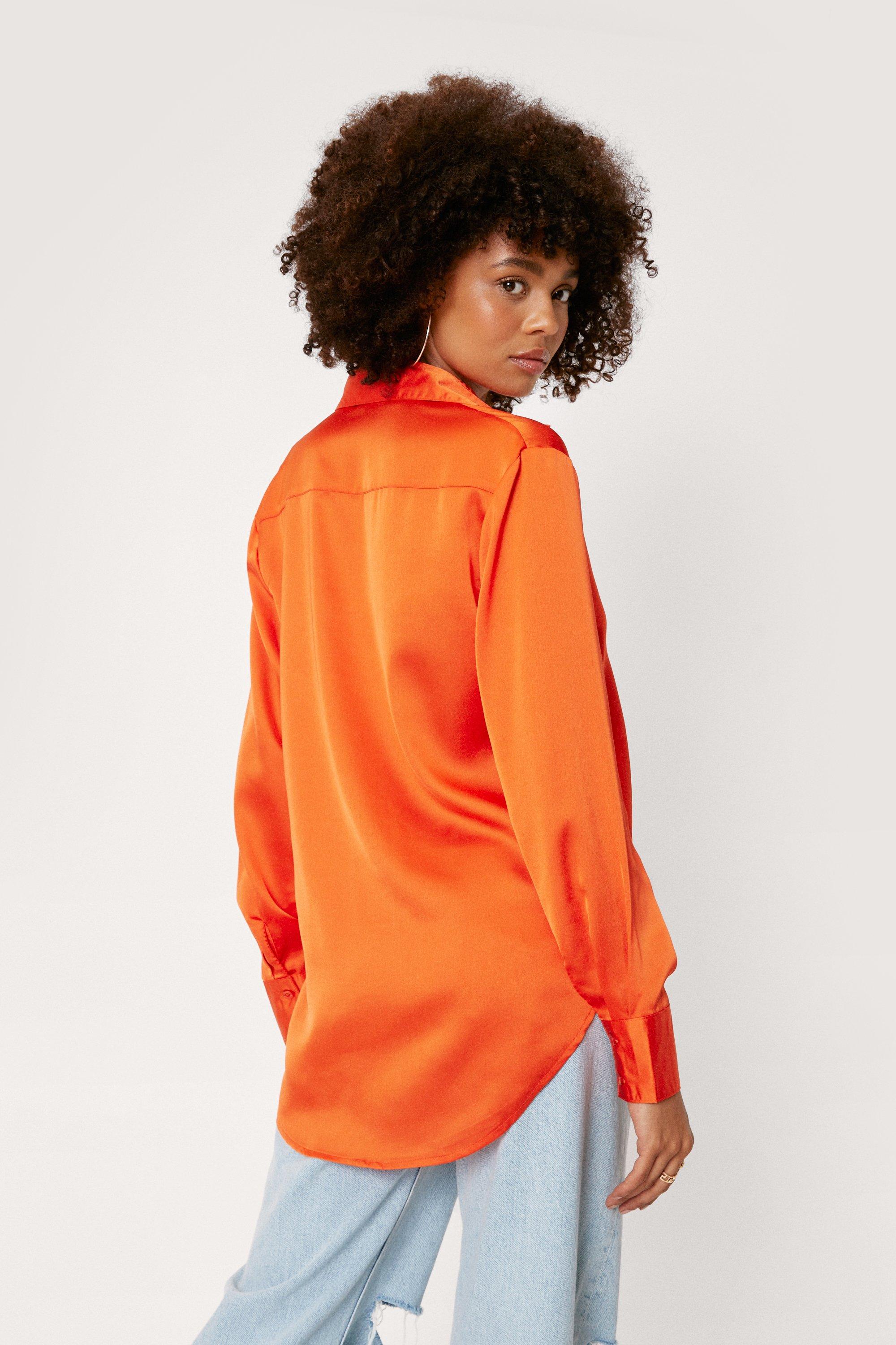 Oversized Long Sleeve Satin Shirt