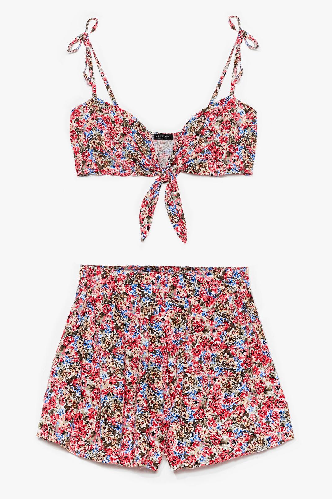 California Dreamin' Floral Bra Top and Shorts Set image number 1