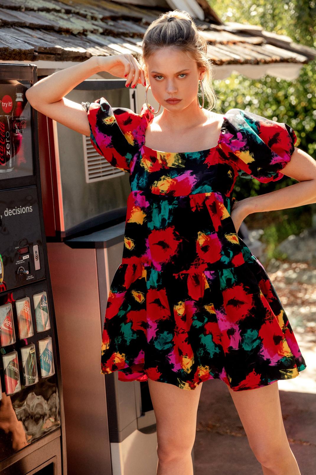 Like a Work of Art Floral Mini Dress image number 1