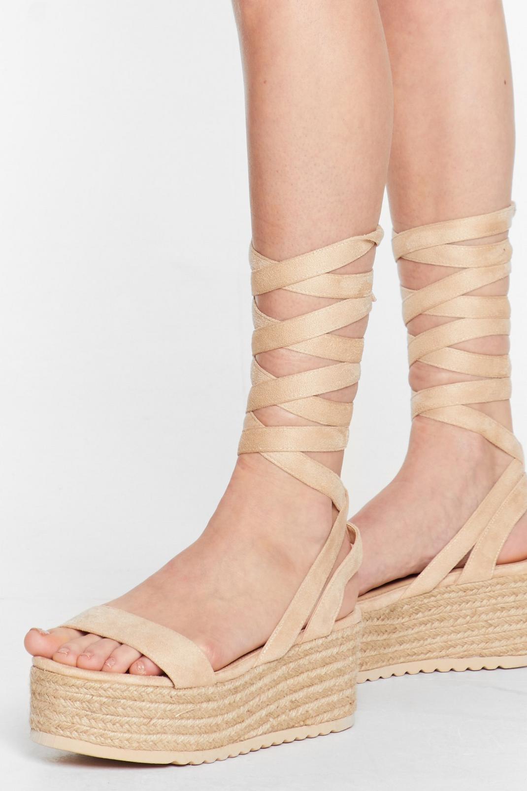Woven Lace Up Platform Sandals image number 1