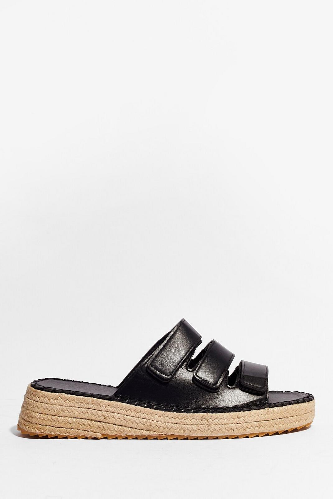 Black Strappy Woven Slip-On Sandals image number 1