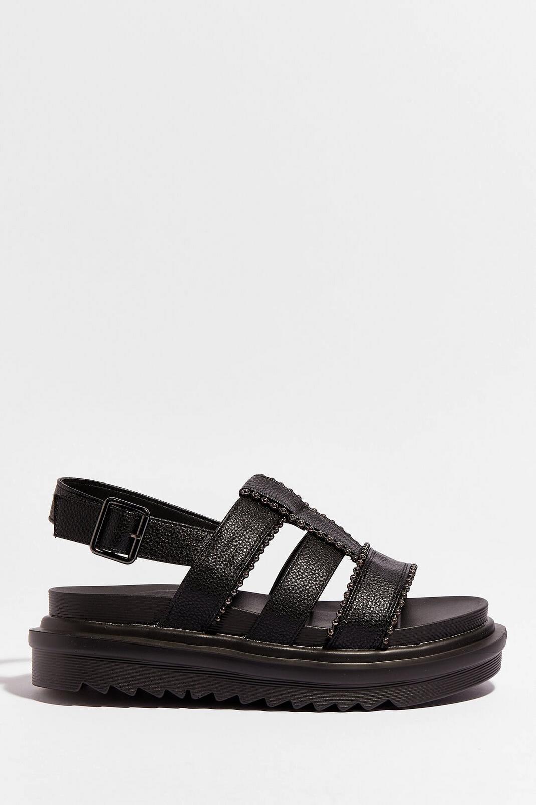 Black Take a Step Back Studded Chunky Sandals image number 1