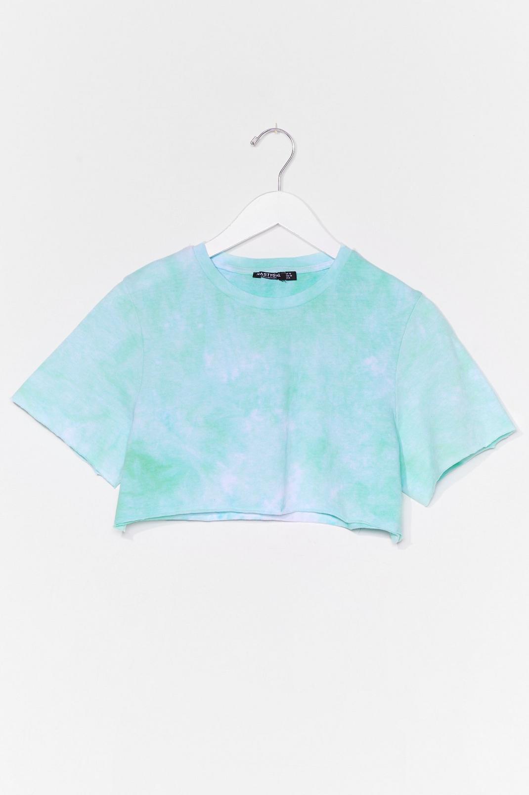 Mint Tie Dye Micro Crop T-Shirt image number 1