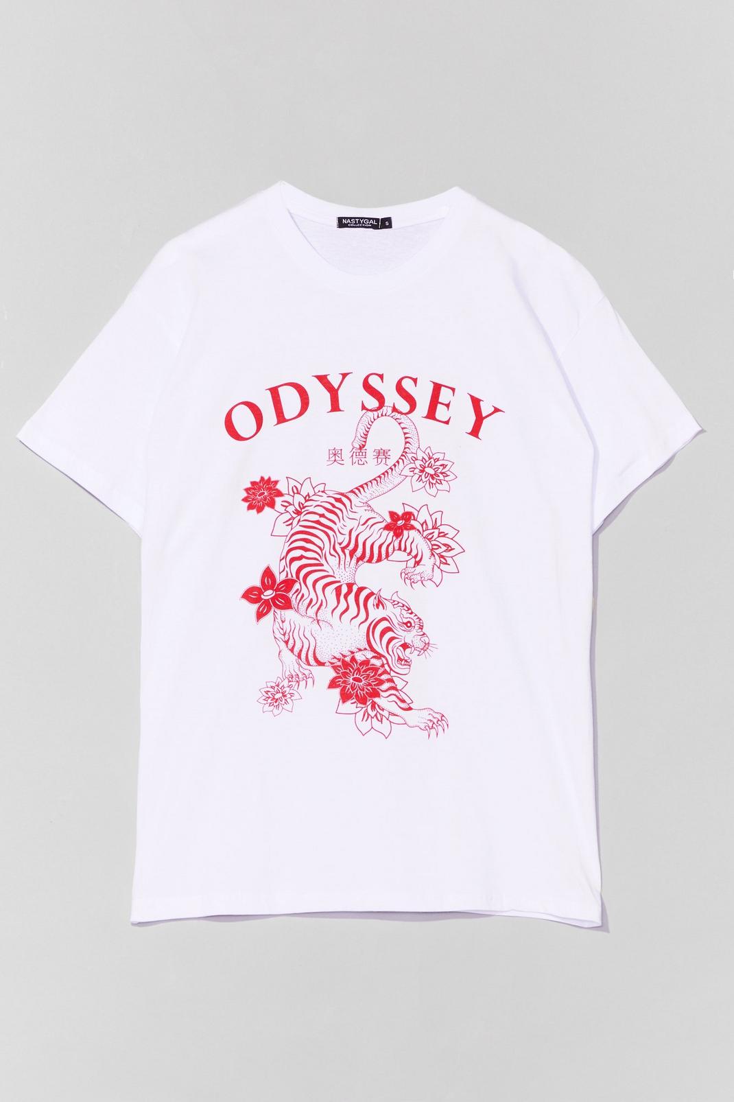 T-shirt ample à impressions tigre et inscription Odyssey image number 1