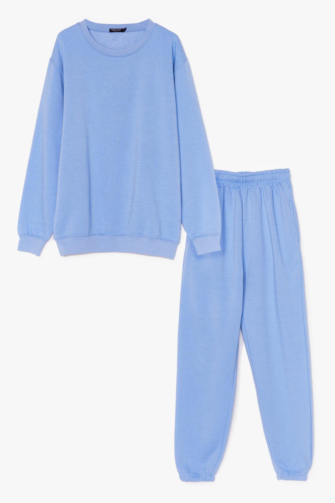 Light blue Sweatshirt and Cuffed Sweatpants Lounge Set image number 1