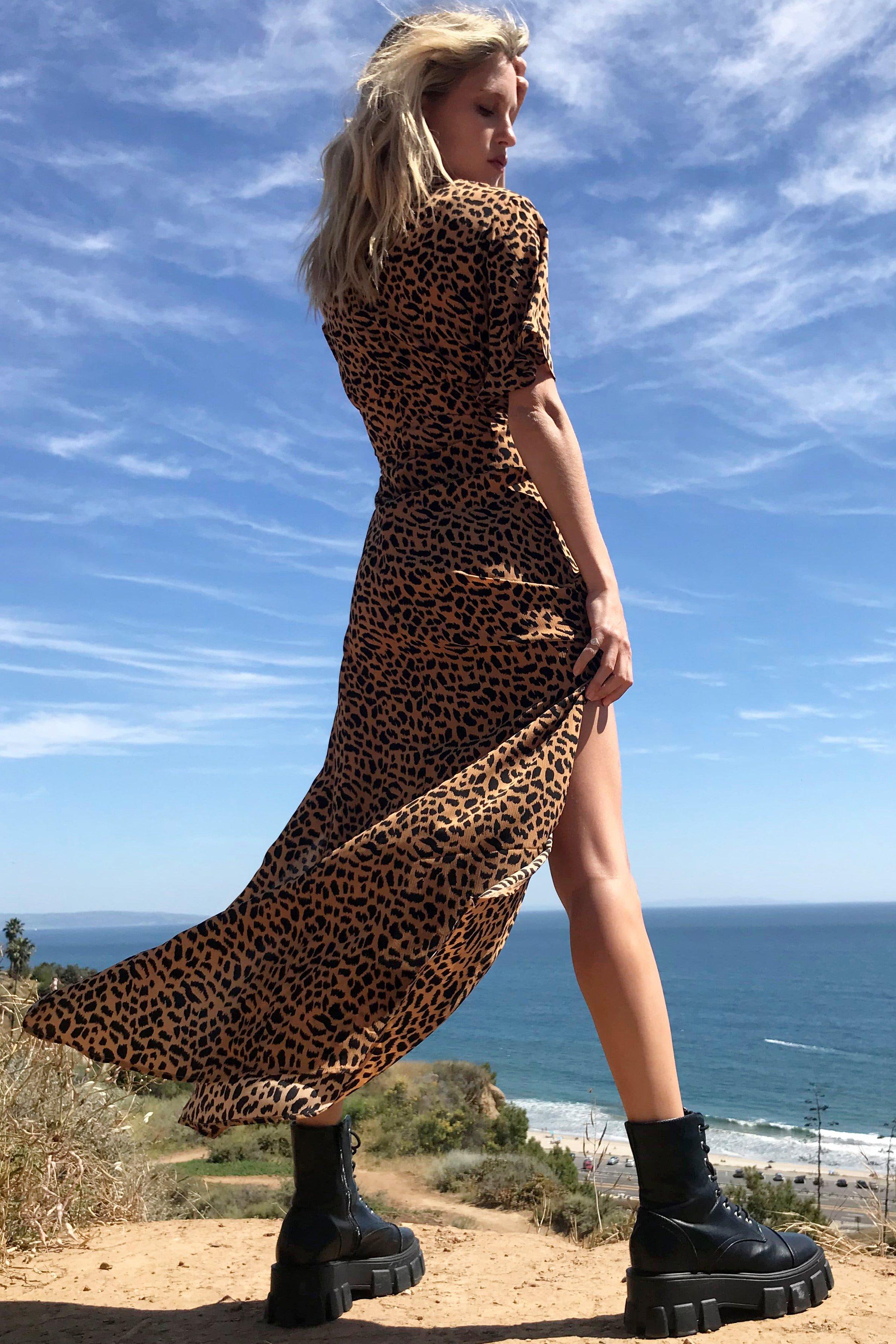 Leopard print dress with hot sale slit