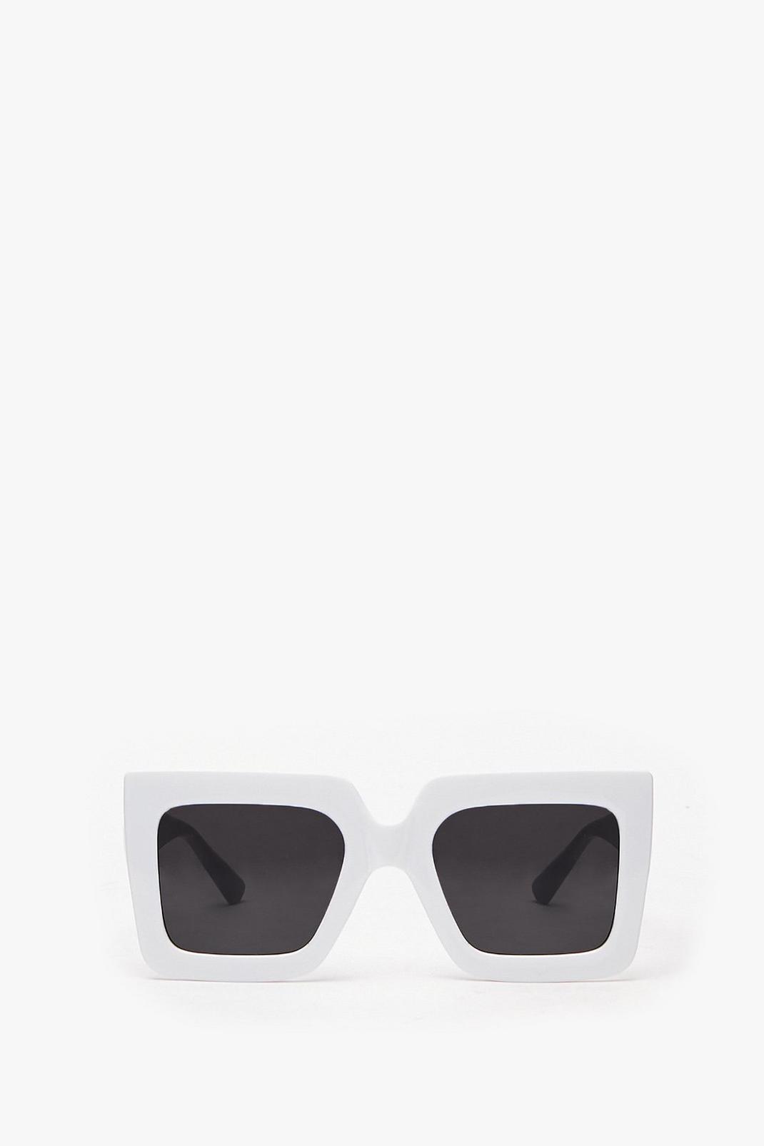 White Statement Oversized Square Sunglasses image number 1