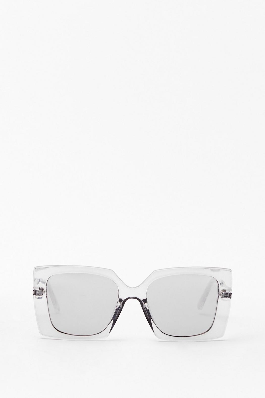 Silver Square Frame Clear Sunglasses image number 1