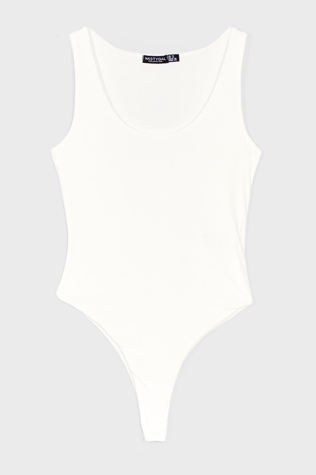 White Slinky Scoop Neck Sleeveless Bodysuit image number 1